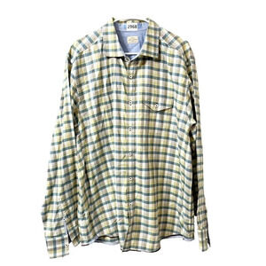 Tommy Bahama Jeans Mens Yellow Green Button Up Shirt XL Plaid Preppy Easter